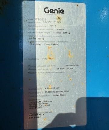 2018 Genie GS-2632-8