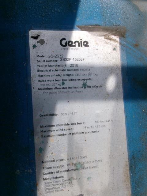 2018 Genie GS-2632-14