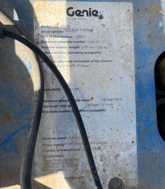 2017 Genie GS-1930-15