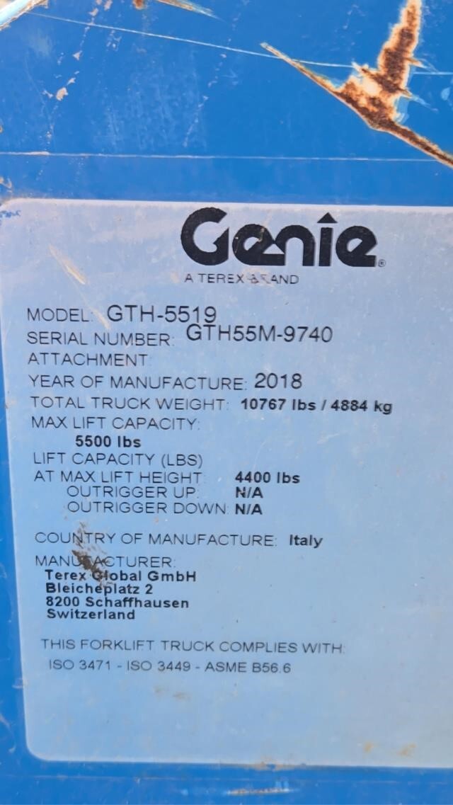 2018 Genie GTH-5519-7