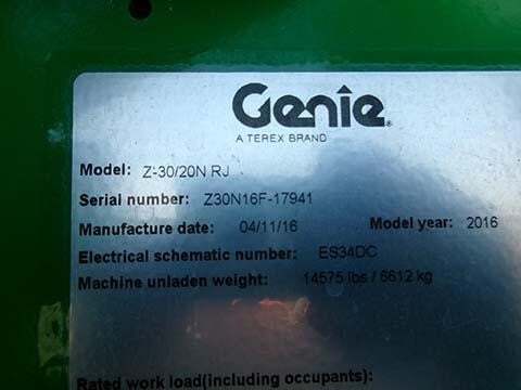 2016 Genie Z-30/20N RJ-14