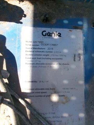 2018 Genie GS-1930-15