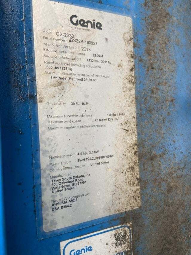 2018 Genie GS-2632-8