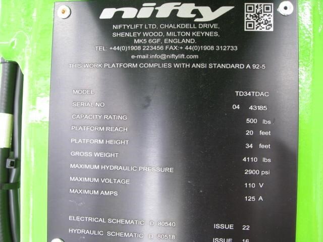 2026 Niftylift TD34T-21