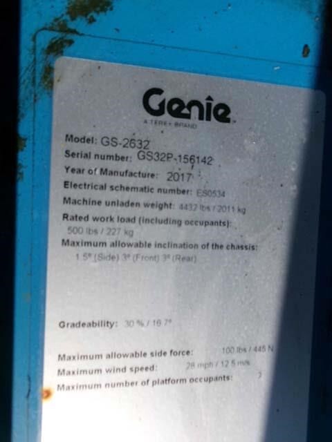 2017 Genie GS-2632-14