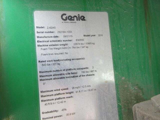 2016 Genie Z-62/40-18
