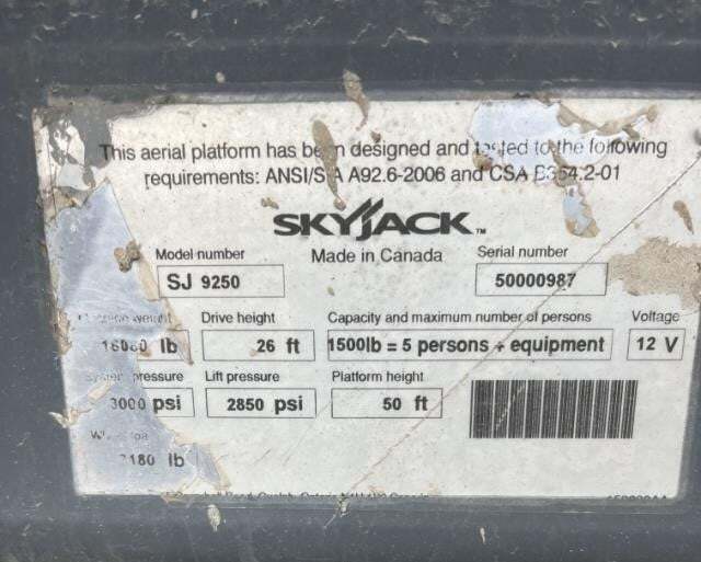 2013 Skyjack SJ9250 RT-15