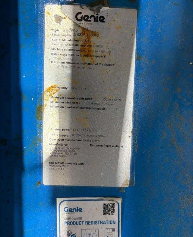 2017 Genie GS-2632-10
