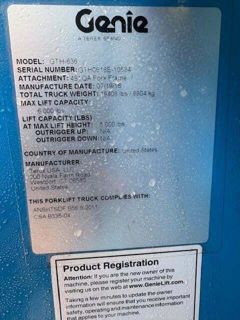 2016 Genie GTH-636-16