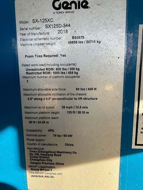 2018 Genie SX-125 XC-6