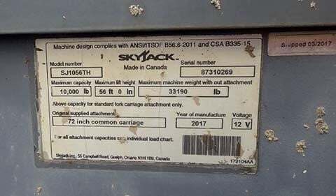 2017 Skyjack SJ1056 TH-33