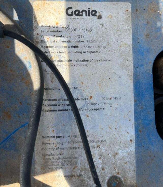 2017 Genie GS-1930-15