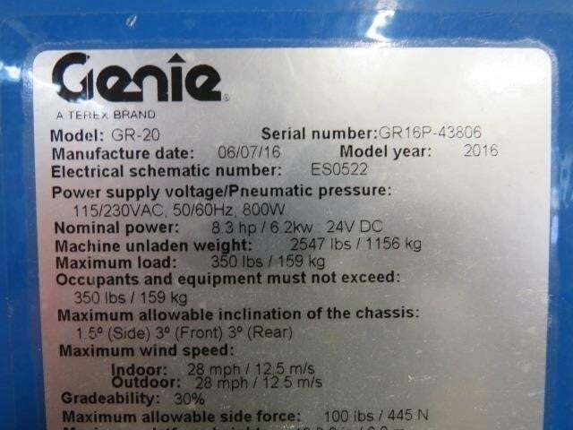 2016 Genie GR-20-19