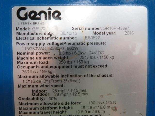 2016 Genie GR-20-19
