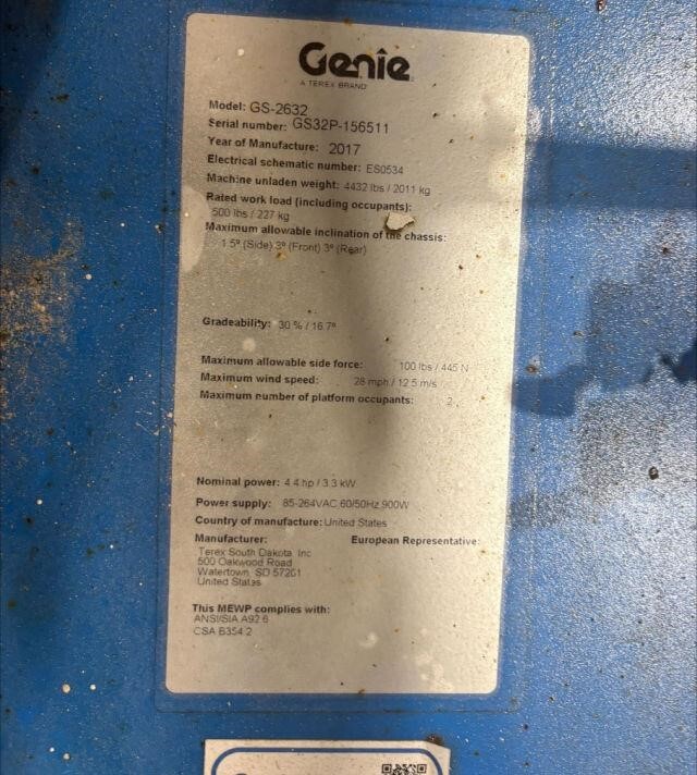2017 Genie GS-2632-10