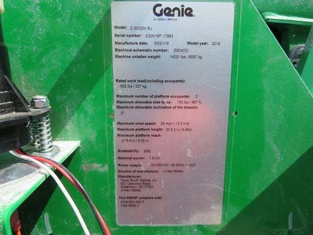 2016 Genie Z-30/20N RJ-24