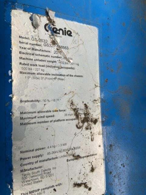 2017 Genie GS-2632-8