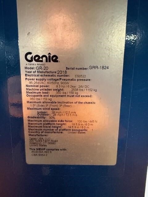 2018 Genie GR-20-9