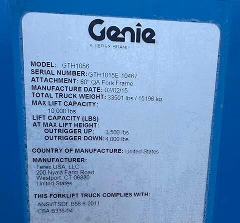 2015 Genie GTH-1056-17