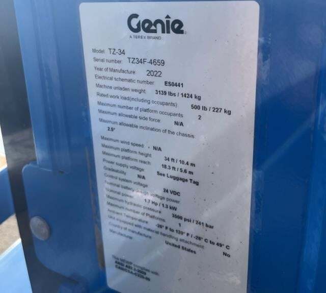 2022 Genie TZ-34/20-5