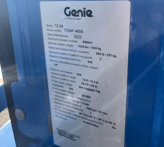 2022 Genie TZ-34/20-5