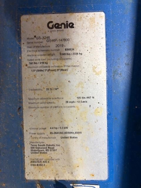2019 Genie GS-3246-11