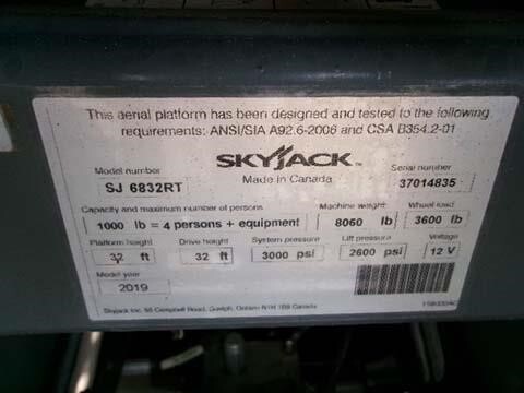 2019 Skyjack SJ-6832RT-20
