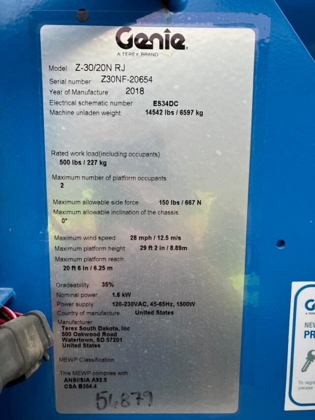 2018 Genie Z-30/20N RJ-6