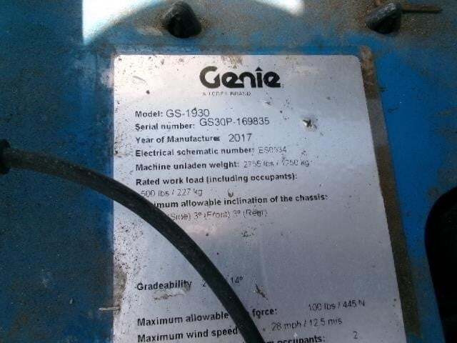 2017 Genie GS-1930-15