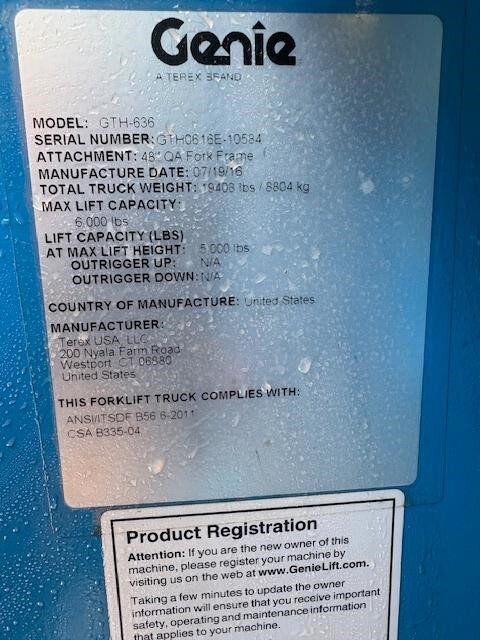 2016 Genie GTH-636-16