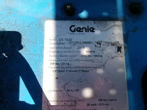 2018 Genie GS-1930-16