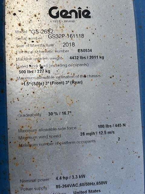 2018 Genie GS-2632-16