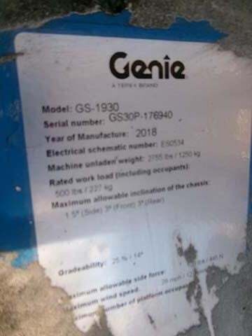 2018 Genie GS-1930-15