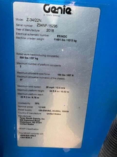 2018 Genie Z-34/22 N-6