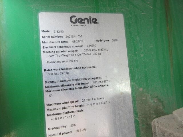 2016 Genie Z-62/40-18