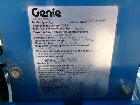 2017 Genie GR-15-11
