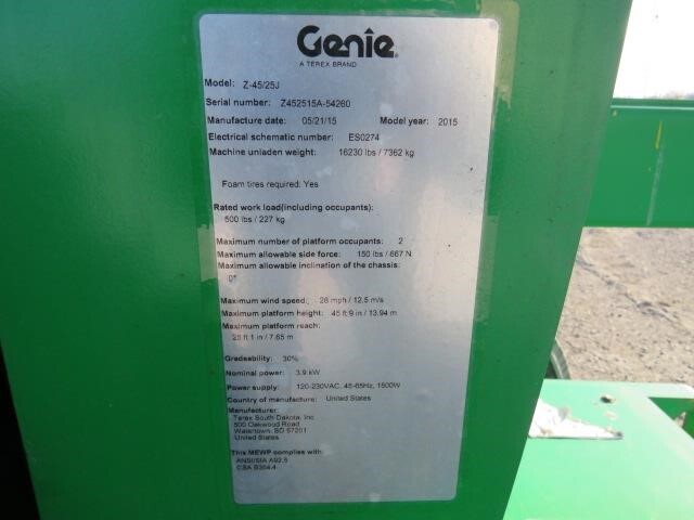 2015 Genie Z-45/25J DC-20