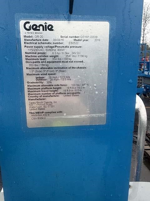 2016 Genie GR-20-4