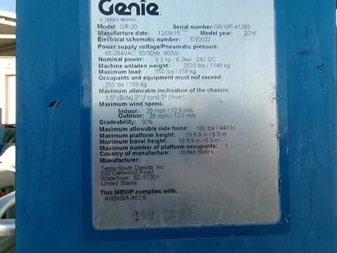2016 Genie GR-20-10