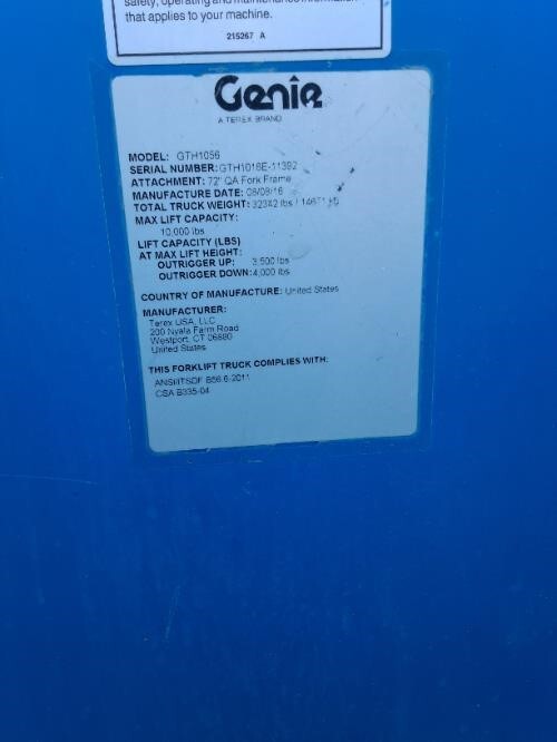 2016 Genie GTH-1056-7