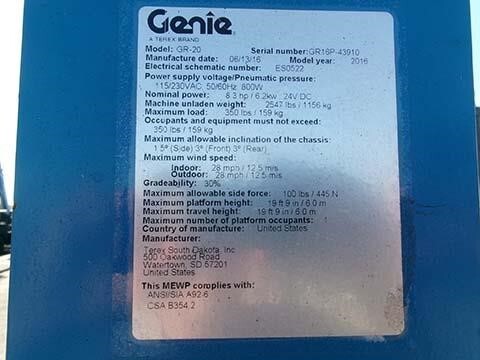 2016 Genie GR-20-11