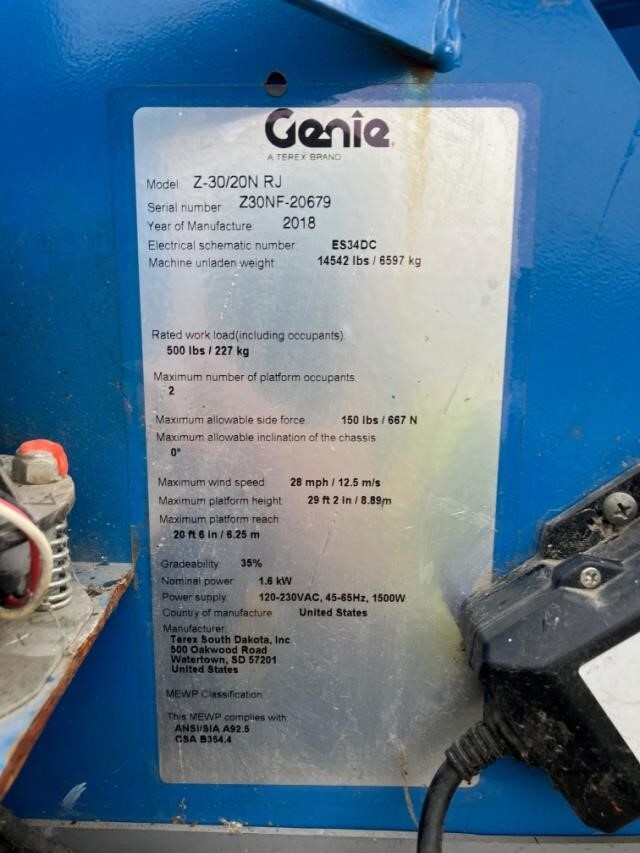 2018 Genie Z-30/20N RJ-6