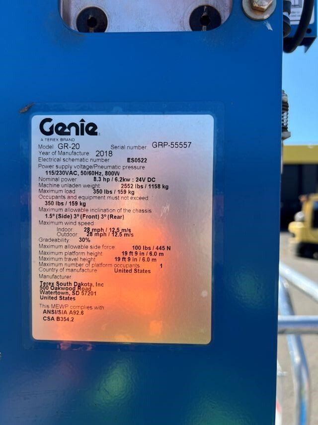 2018 Genie GR-20-6