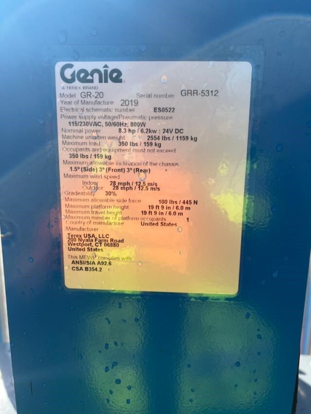 2019 Genie GR-20-6