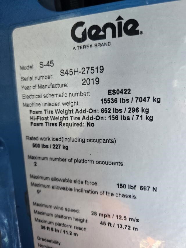 2019 Genie S-45-10