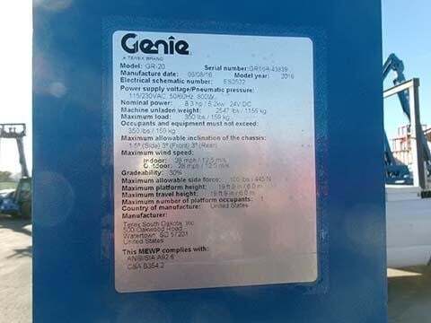2016 Genie GR-20-13