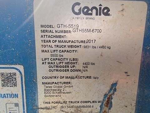 2017 Genie GTH-5519-38