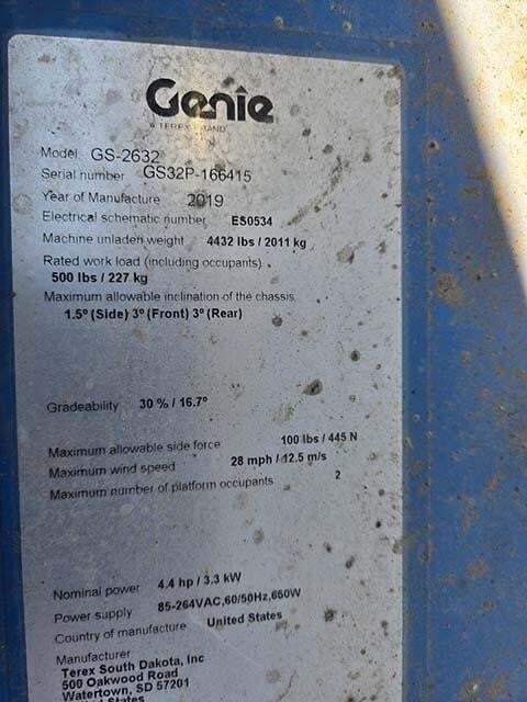 2019 Genie GS-2632-6