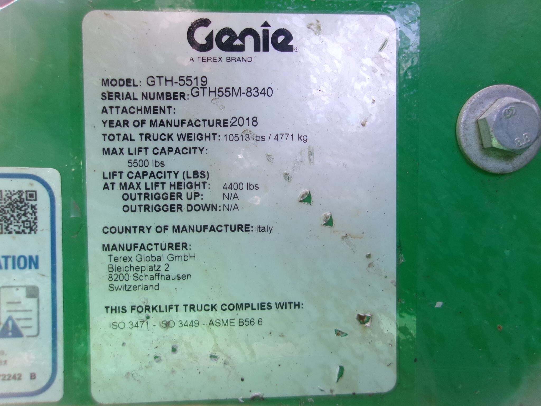 2018 Genie GTH-5519-25