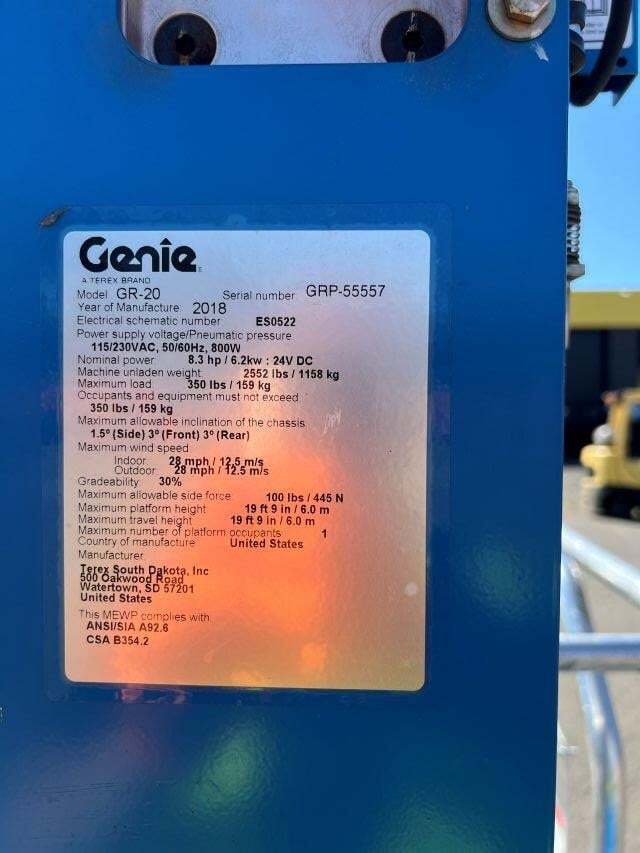 2018 Genie GR-20-6